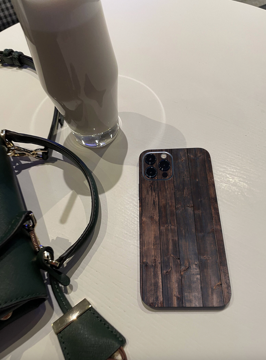 Dark wood phone skin
